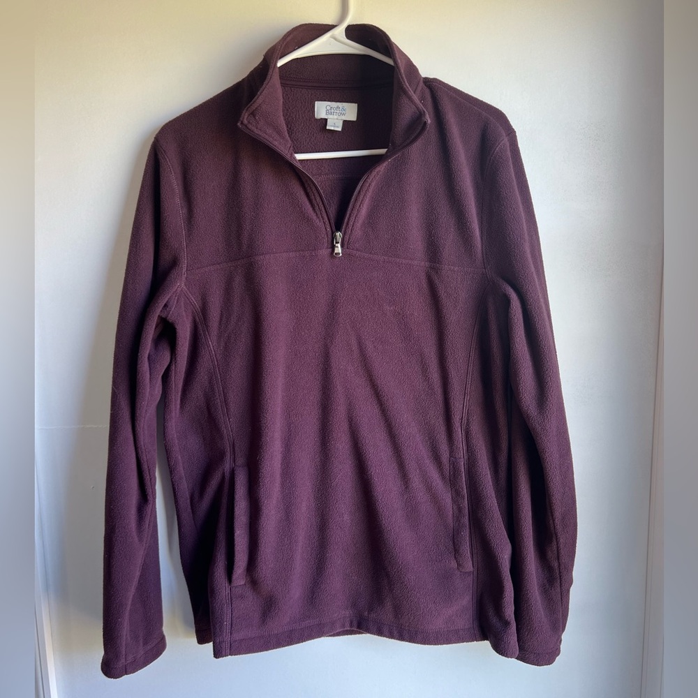 men's Croft and Barrow quarter zip fleece pullover burgundy size small